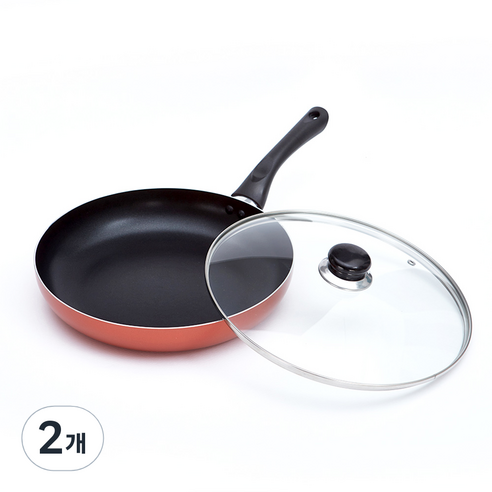 파비앙 28 IH 스마트 후라이팬 레드 + 유리뚜껑, 28 cm, 2개