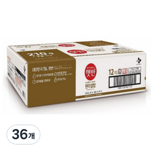 햇반 현미쌀밥, 210g, 36개
