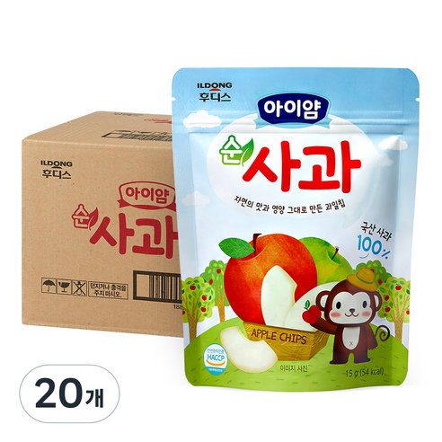 일동후디스 아이얌 동결건조 과일칩 순사과, 15g, 20개