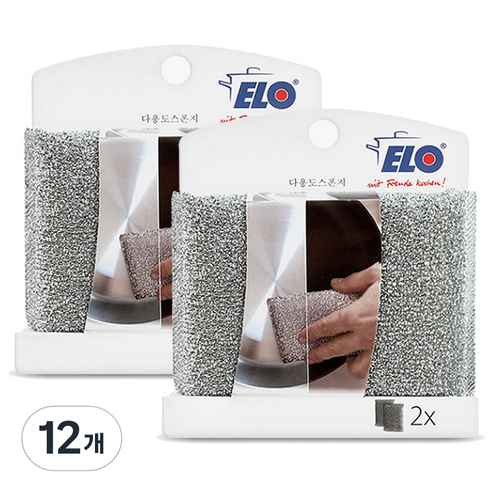 ELO 다용도 만능 스폰지 수세미, 2개입, 12개