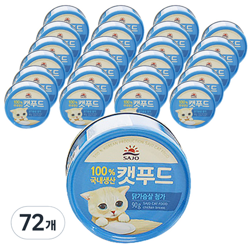 로하이캣푸드 고양이 간식캔, 닭가슴살맛, 90g, 72개
