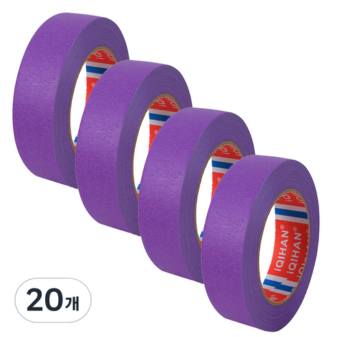 iQIHAN 다다 칼라 마스킹 테이프 20mm x 20m, 보라, 20개