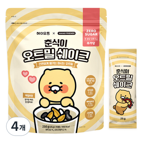 헤이오트 춘식이 오트밀 쉐이크 10p, 250g, 4개
