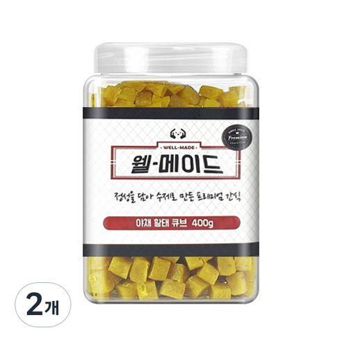 웰메이드 강아지 수제간식 400g, 야채황태큐브맛, 2개