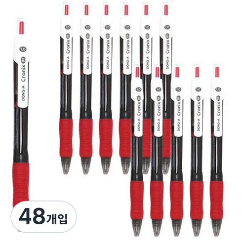 동아 크로닉스 DX 볼펜 1.0mm, 레드, 48개입