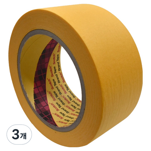 스카치 쓰리엠 무잔사 내열 종이 마스킹 테이프 노란색 48mm x 50m, 3개
