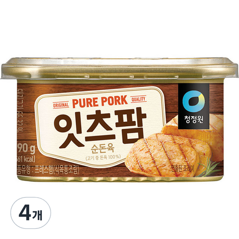 대상 청정원 잇츠팜 햄통조림, 4개, 190g