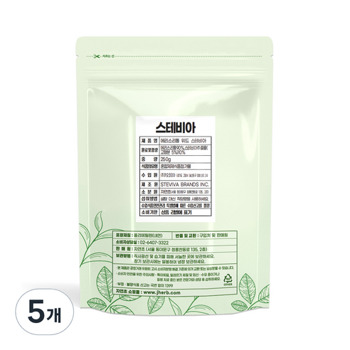 자연초 에리스리톨 위드 스테비아 분말, 250g, 5개