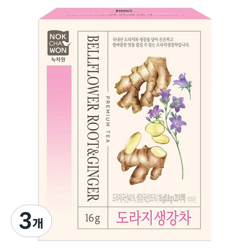 녹차원 도라지 생강차, 0.8g, 3개, 20개입