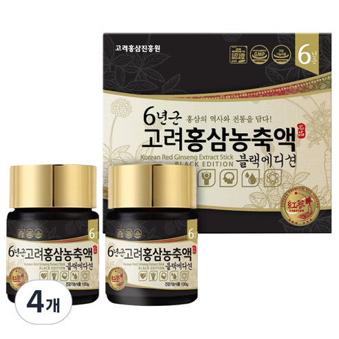 고려홍삼진흥원 6년근 홍삼농축액 블랙에디션, 100g, 4개