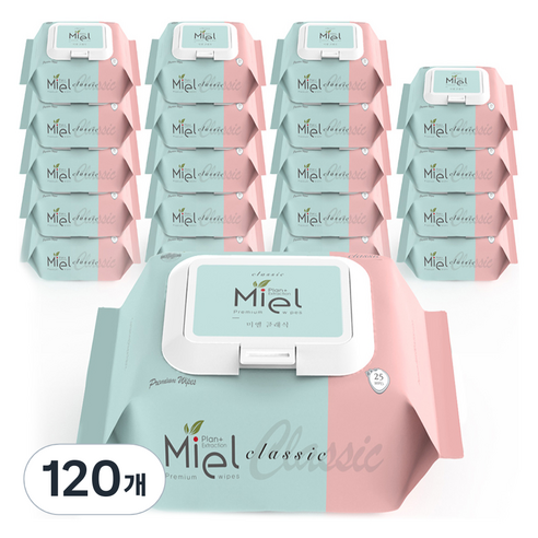 Miel 클래식 휴대용 물티슈 캡형, 63g, 25매, 120개