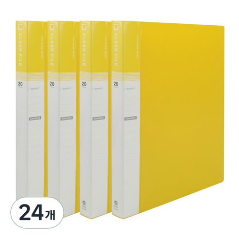 현풍 20매 비보 클리어화일 인덱스 A4, 노랑색, 24개