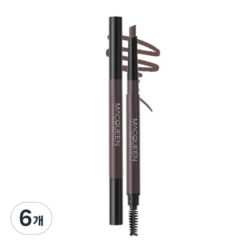 맥퀸뉴욕 마이 스트롱 오토 아이브로우 펜슬 하드파우더 0.35g, 내추럴브라운, 6개