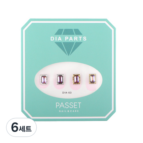 파셋 다이아 네일 파츠 스티커 세트, 베이직03, 6세트
