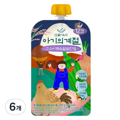 에코맘의산골이유식 유아용 아기의계절 완료기 고소미 백숙 알밤진밥, 100g, 6개