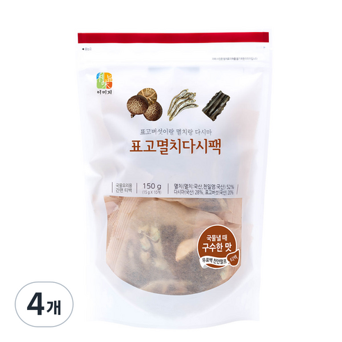 석하 표고멸치 다시팩, 150g, 4개