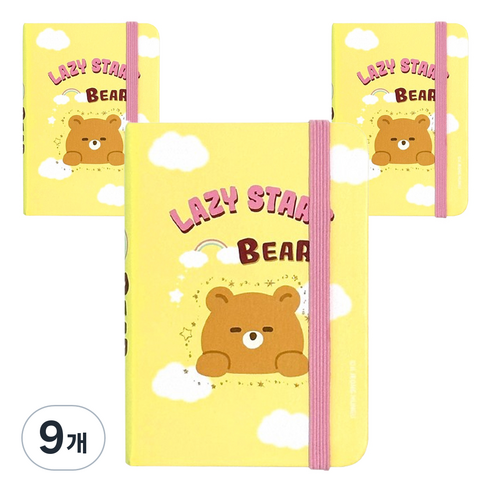 레이지스타 미니 밴딩 양장 노트 80매, 노랑, 9개