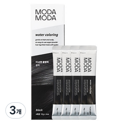 모다모다 더 순한 물염색 4p, 블랙, 40g, 3개