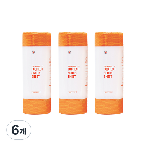 푸레시 일회용 수세미 60p, 혼합색상, 6개