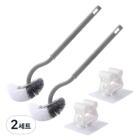 모나코올리브 매직클린 에스커브 변기솔 2p + 이지걸이 2p 세트, 그레이(변기솔), 2세트