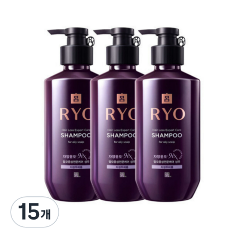 려 자양윤모 9EX 탈모증상전문케어 지성두피용 샴푸, 400ml, 15개