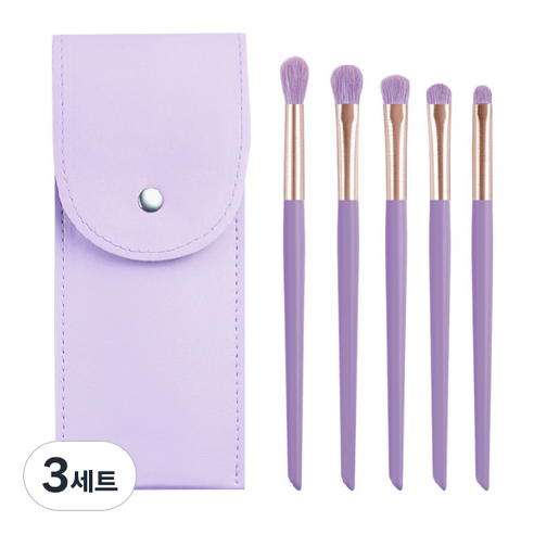 디에스 휴대용 파스텔 파우치 브러쉬 5종 세트, 퍼플, 3세트