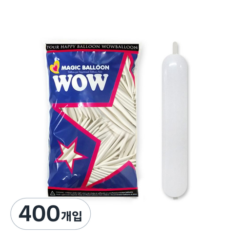 와우파티코리아 와우260 풍선 100p, 화이트, 4개