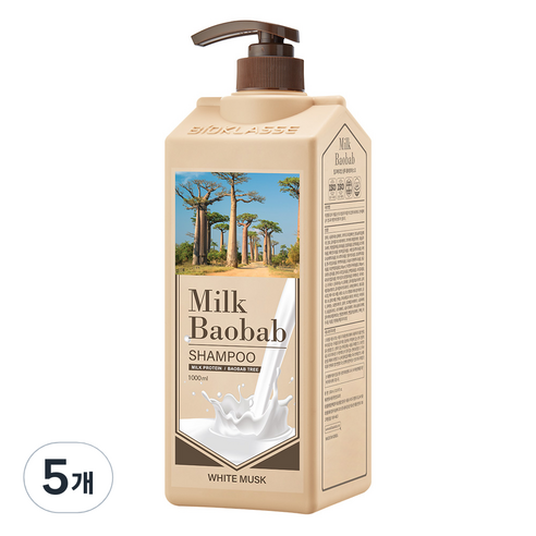 비오클라쎄 밀크바오밥 샴푸 화이트머스크향, 1000ml, 5개
