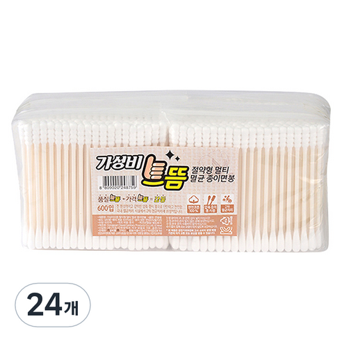 가성비 으뜸 절약형 멀티 멸균 종이 면봉, 100개입, 24개