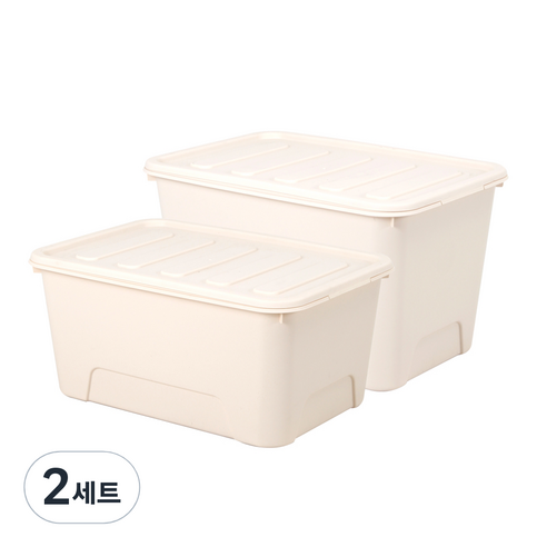 가쯔 마카롱리빙박스56L + 72L, 아이보리, 2세트