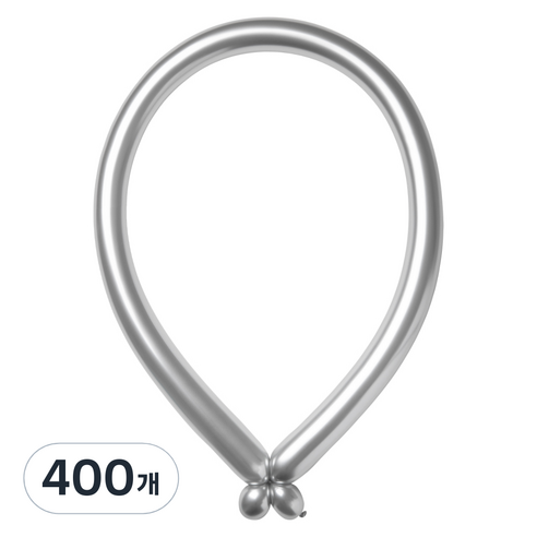 조이벌룬 260 풍선, 메탈릭 플래티늄 실버, 400개