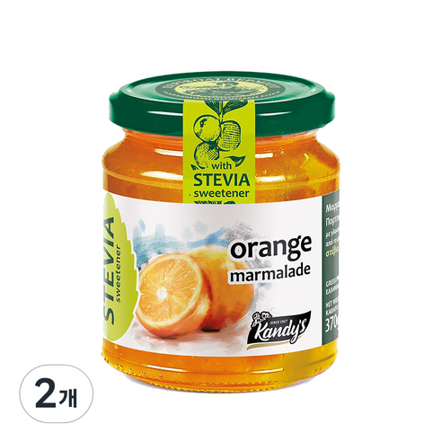 캔딜라스 스테비아 오렌지 마멀레이드잼, 370g, 2개