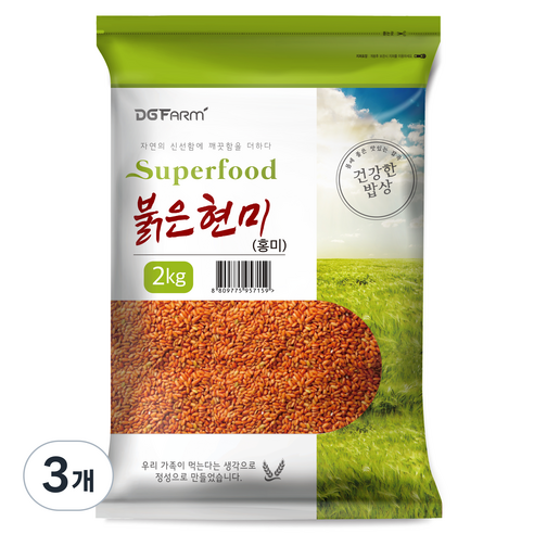 건강한밥상 붉은현미, 3개, 2kg