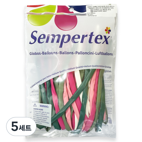 셈퍼텍스 요술풍선 260S 50p 세트, 화이트, 핑크, 푸치샤, 유칼립투스, 포레스트그린, 5세트