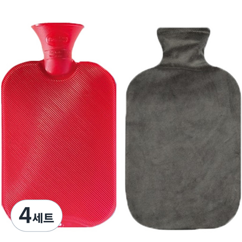 파쉬 양면빗살 핫팩 물주머니 2L 랜덤 발송 + 면스판커버 차콜, 4세트