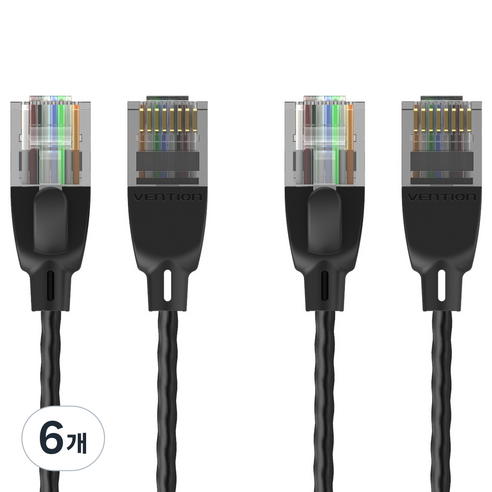 벤션 10기가 비트 울트라 슬림 CAT6a 랜케이블, 혼합색상, 6개, 0.5m