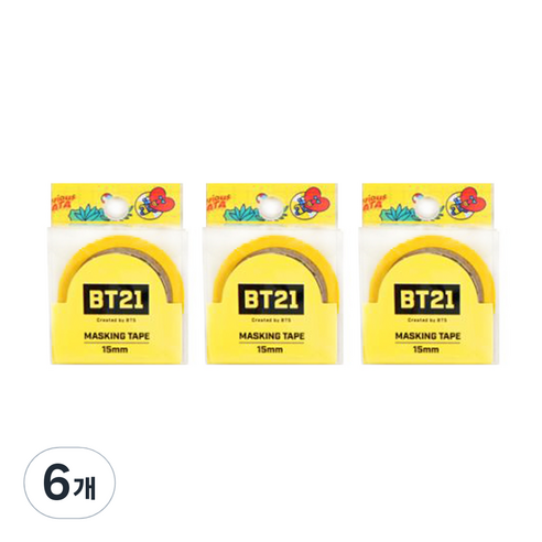라인프렌즈 BT21 마스킹테이프 15mm, 타타, 6개
