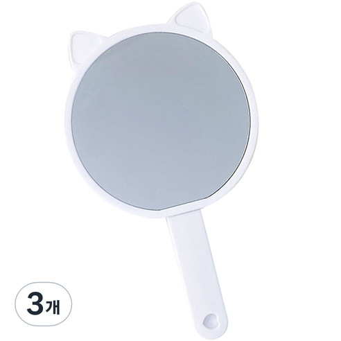 더블제이 브러쉬 2in1 일체형 고양이 손거울, 화이트, 3개