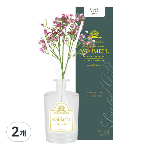 유멜 안개꽃 디퓨저 500ml, 블랙체리, 2개