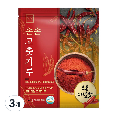 손손 고춧가루 보통 매운맛 1kg 1개, 3개