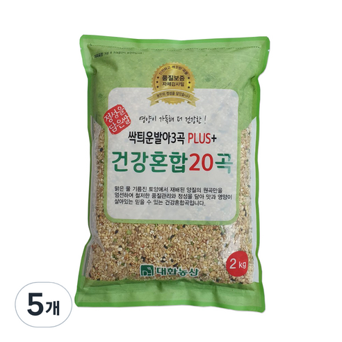대한농산 싹틔운 발아3곡 플러스 건강혼합 20곡, 2kg, 5개