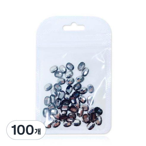 메이브라운 네일스톤 대용량 롱오발 네일파츠 6 x 8 mm, 무광블랙, 100개