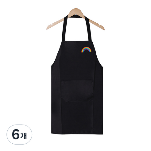 베로나 방수 앞치마 주머니형, 6개, 블랙