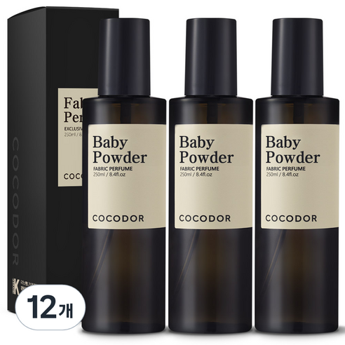 코코도르 패브릭 퍼퓸 섬유탈취제 본품, 250ml, 12개, 베이비 파우더