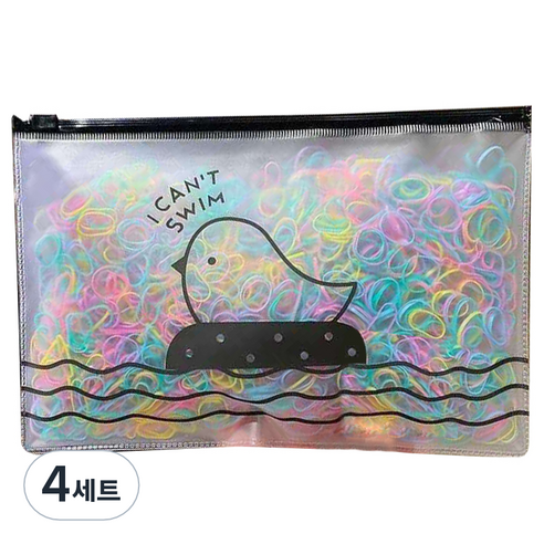 하이제이비 헤어 고무줄 지퍼백 1000p, 파스텔, 4세트