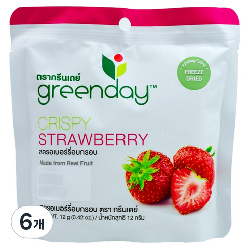 greenday 크리스피 딸기 과일칩, 12g, 6개