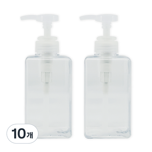 뉴앤룩 사각 리필용기 디스펜서 일반형 450ml, 01 투명, 10개