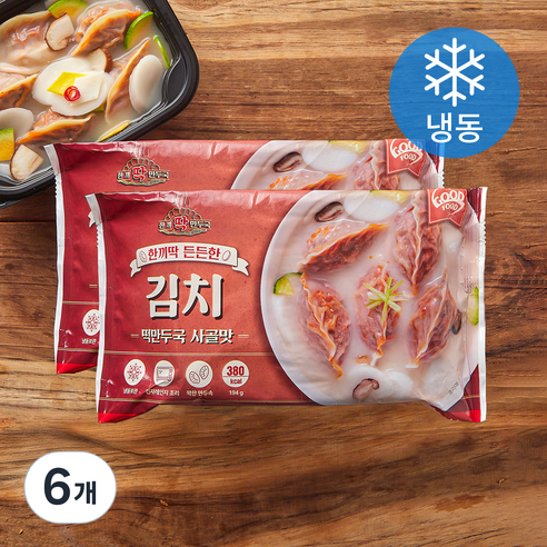 굿푸드 한끼딱 든든한 김치 떡만두국 사골맛 (냉동), 194g, 6개