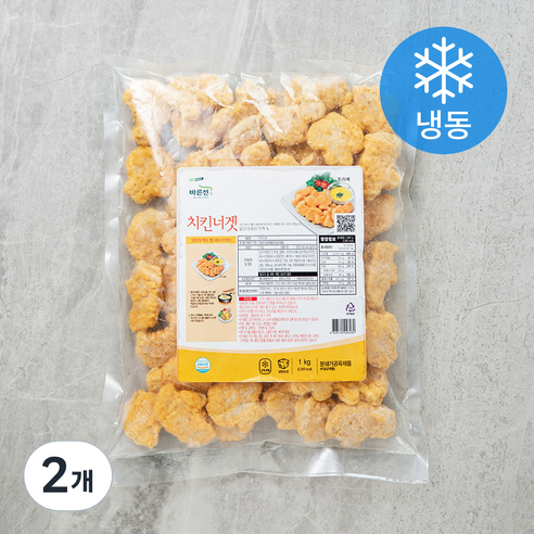 바른선 치킨너겟 (냉동), 1kg, 2개