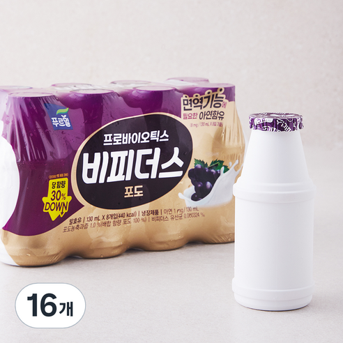 푸르밀 프로바이오틱스 비피더스 포도 요구르트, 130ml, 8개입, 2개
